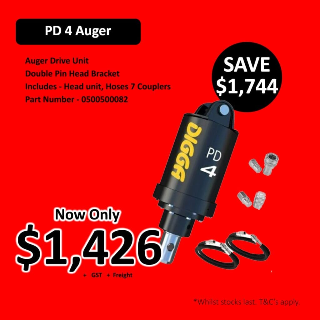 Black Digga PD 4 Auger drive unit with accessories, sale price  alt=