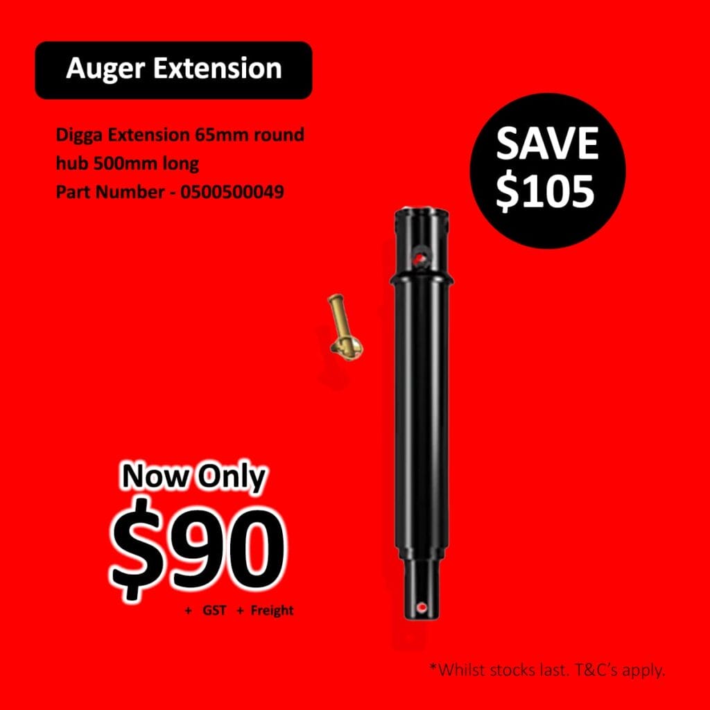 Black auger extension and bolt on red background with price and discount information.