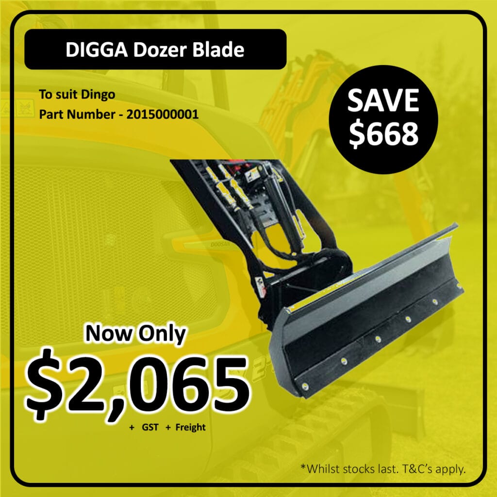 A dozer blade attachment for Dingo, on sale for $2,065, save $668.