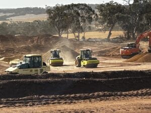 compaction rollers working a remote construction site