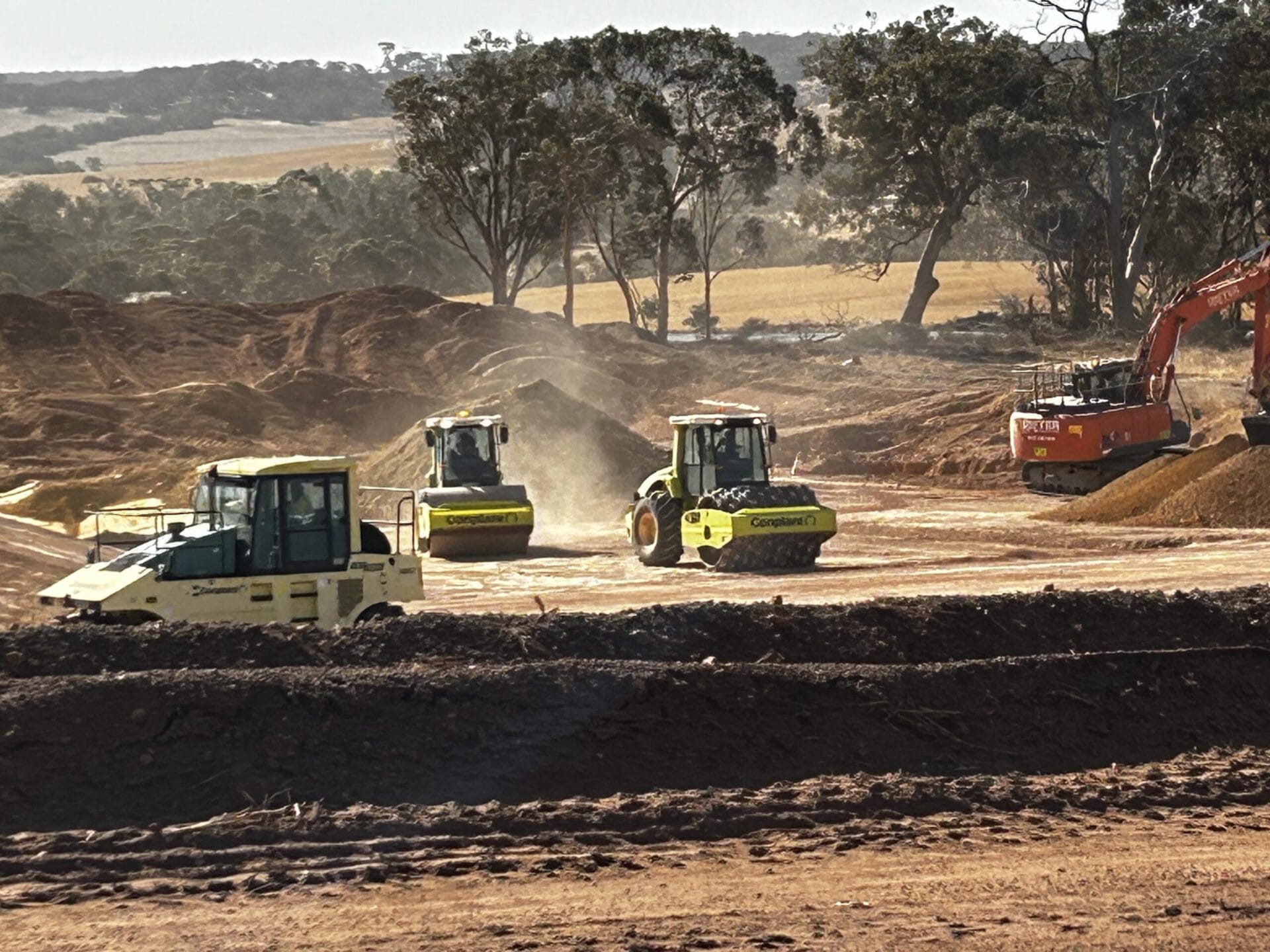 compaction rollers working a remote construction site