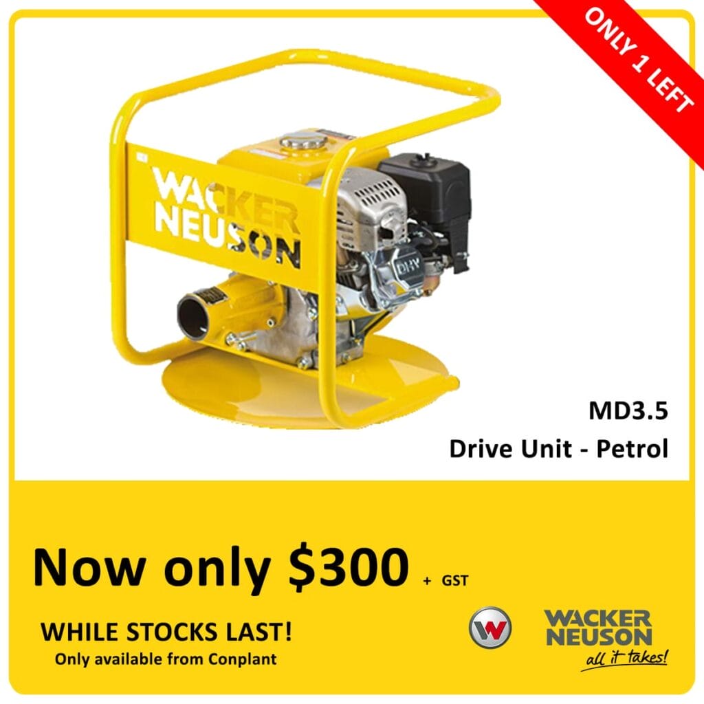 Yellow Wacker Neuson MD3.5 petrol drive unit for sale, only 1 left, 0.