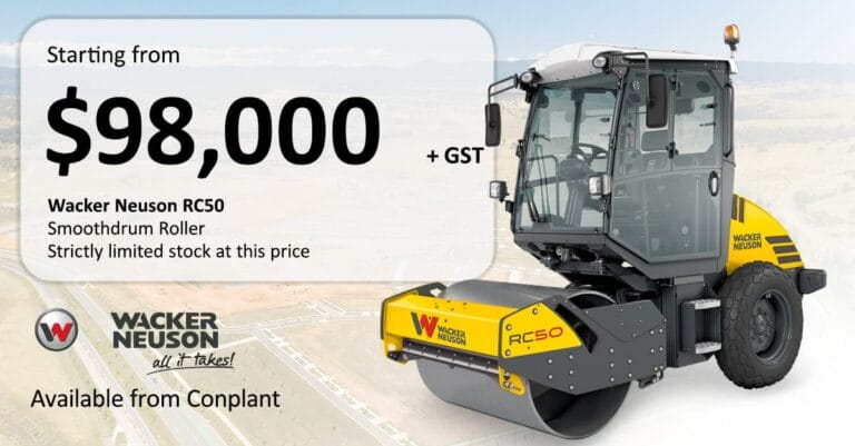 RC50 Smoothdrum - Conplant Pty Ltd - Conplant Pty Ltd Yellow Wacker Neuson RC50 smooth drum roller with price ,000 starting offer, plus GST.