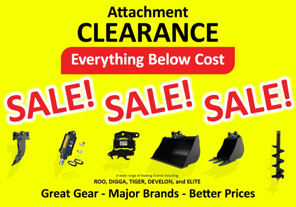 Attachment clearance sale banner with tool images and bold "SALE! SALE! SALE!" text.