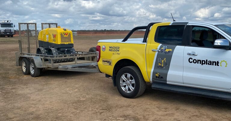 roller in a trailer connected to conplant service vehicle