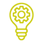 light bulb with gear inside the bulb icon in yellow