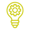 Yellow-Outline-Icon_02 Hire 2 light bulb with gear inside the bulb icon in yellow