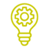 light bulb with gear inside the bulb icon in yellow